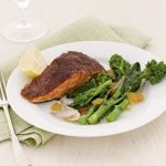 Blackened Salmon with Broccoli Rabe and Raisins