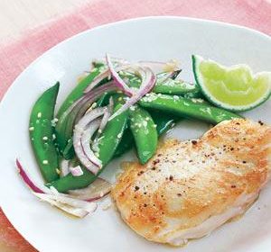 Halibut With Sugar Snap Pea Salad