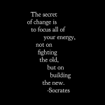 "The secret of change is to focus all of your energy, not on fighting the old, but on the building the new." Socrates