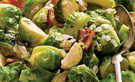 Sauteed Brussel Sprouts with Bacon and Onions