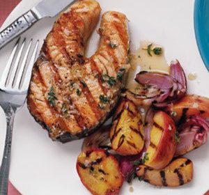 Gingery Salmon With Peaches