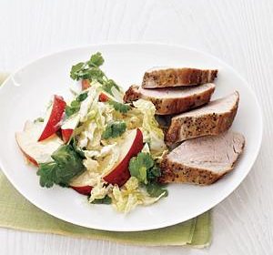 Pork Tenderloin With Cabbage and Apple Slaw