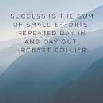 "Success is the sum of small efforts, repeated day in and dy out."  Robert Collier