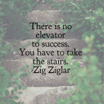 "There is no elevator to success.  You have to take the stairs."  Zig Ziglar