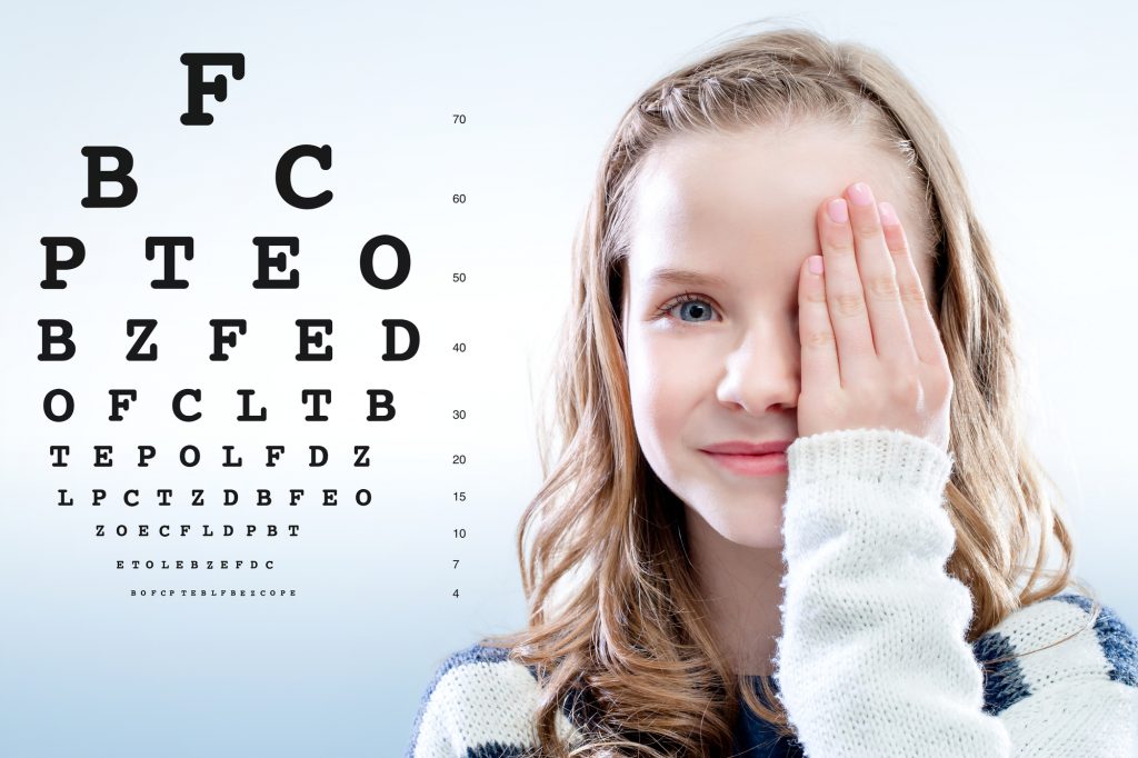 Girl reviewing eyesight.