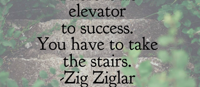 "There is no elevator to success.  You have to take the stairs."  Zig Ziglar